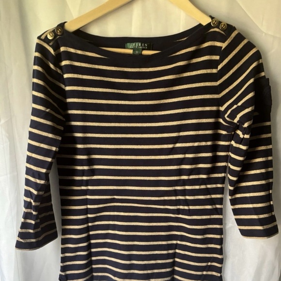 Ralph Lauren Striped Navy and Beige Tunic - Picture 3 of 4